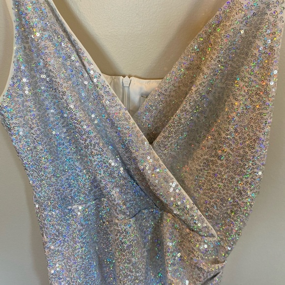 Grace Karin Sparkling Sequins Silver Party Cocktail Dress Medium - Picture 2 of 7